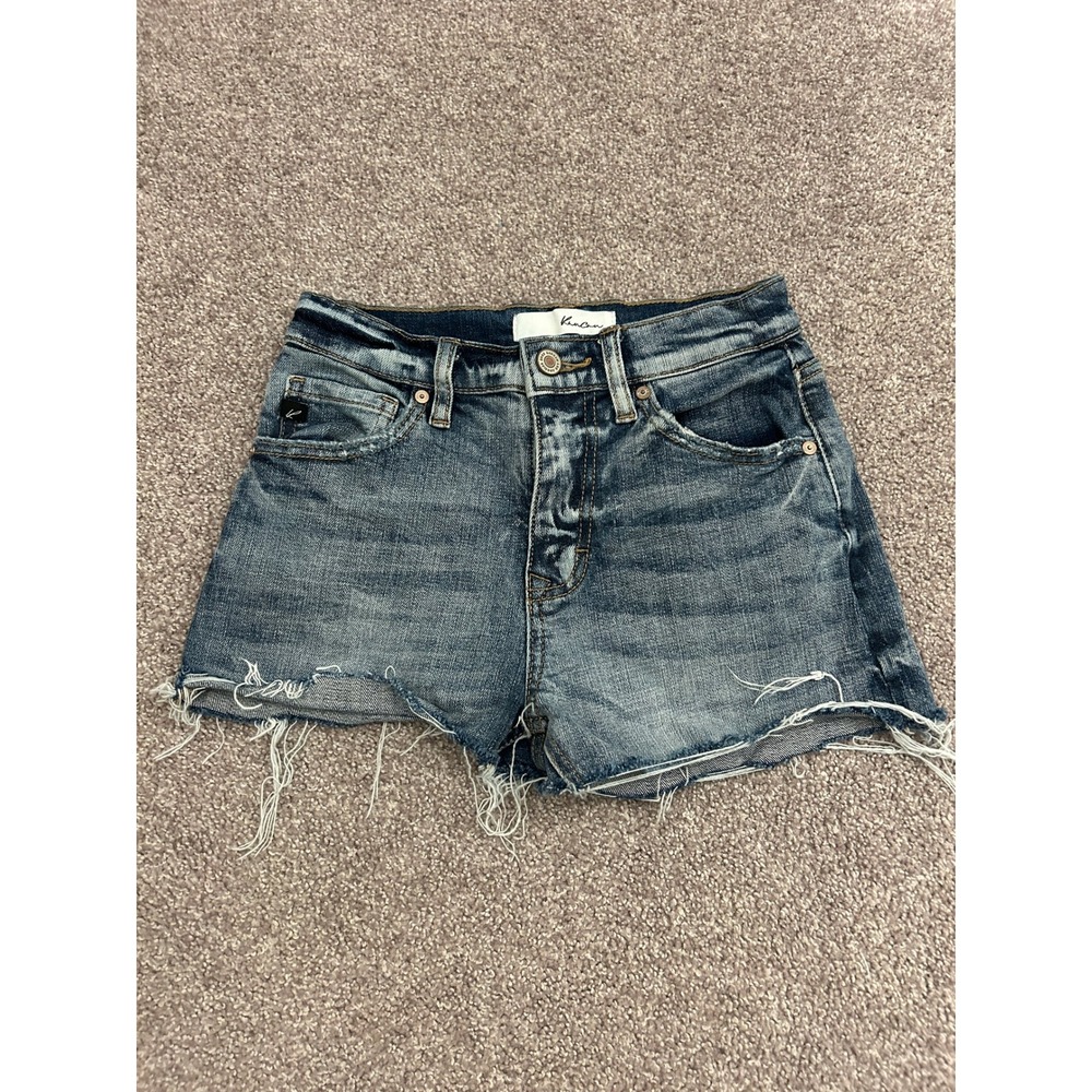 KanCan Denim Shorts Womens 0/23 Blue Excellent High Rise Frayed Raw Hem KC8658M